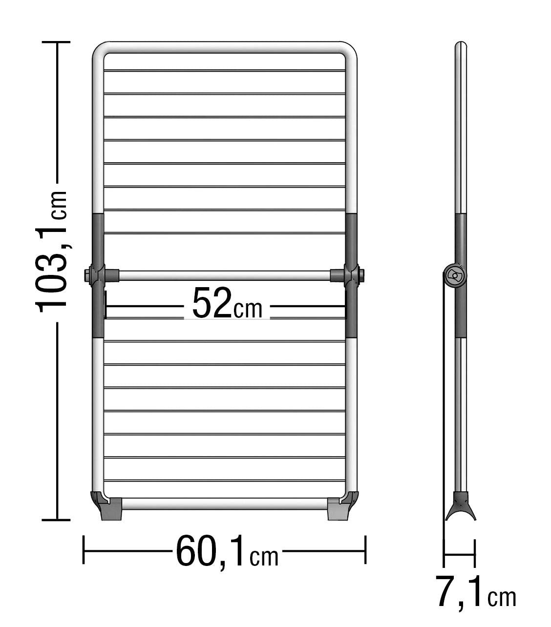 JUWEL Wäschetrockner Superdry Wing Obsidian Grey (Badewannentrockner klappbar, Trockenlänge 8,8 m, Wäscheständer für Dusche/Balkon, mit Kunststoff-Wäscheleinen) 40805