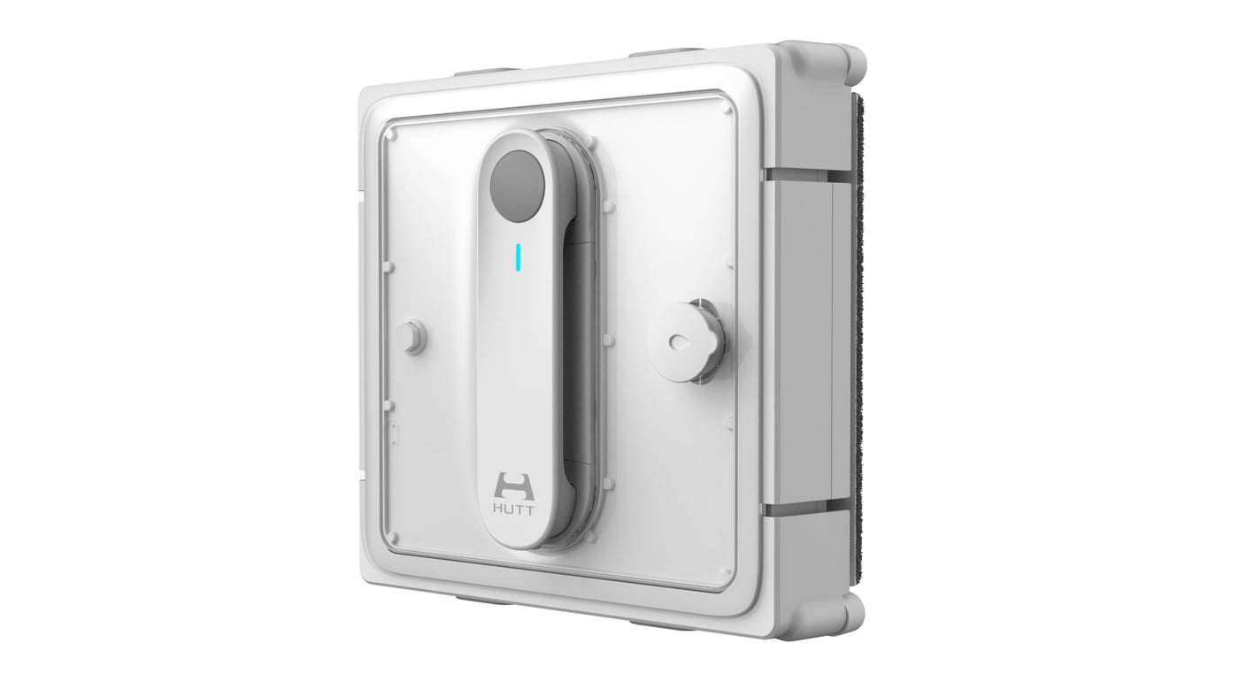 HUTT W9 Fensterputzroboter mit 150ml Panorama-Tank (3800Pa Saugleistung, Kanten- und Hinderniserkennung, Für Glas, Fliesen, Wintergärten, Spiegel etc, 13 Sensoren, Sicherungsseil, 4X Reinigungstuch)