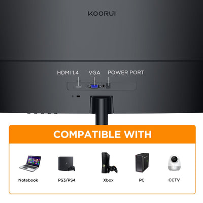 KOORUI Curved Monitor - 27 Zoll FHD Curved Computer Monitor, VA-Panel, 75Hz, Krümmung 1800R, Neigungsverstellung, Augenpflege, HDMI, VGA Gaming Monitor, Schwarz