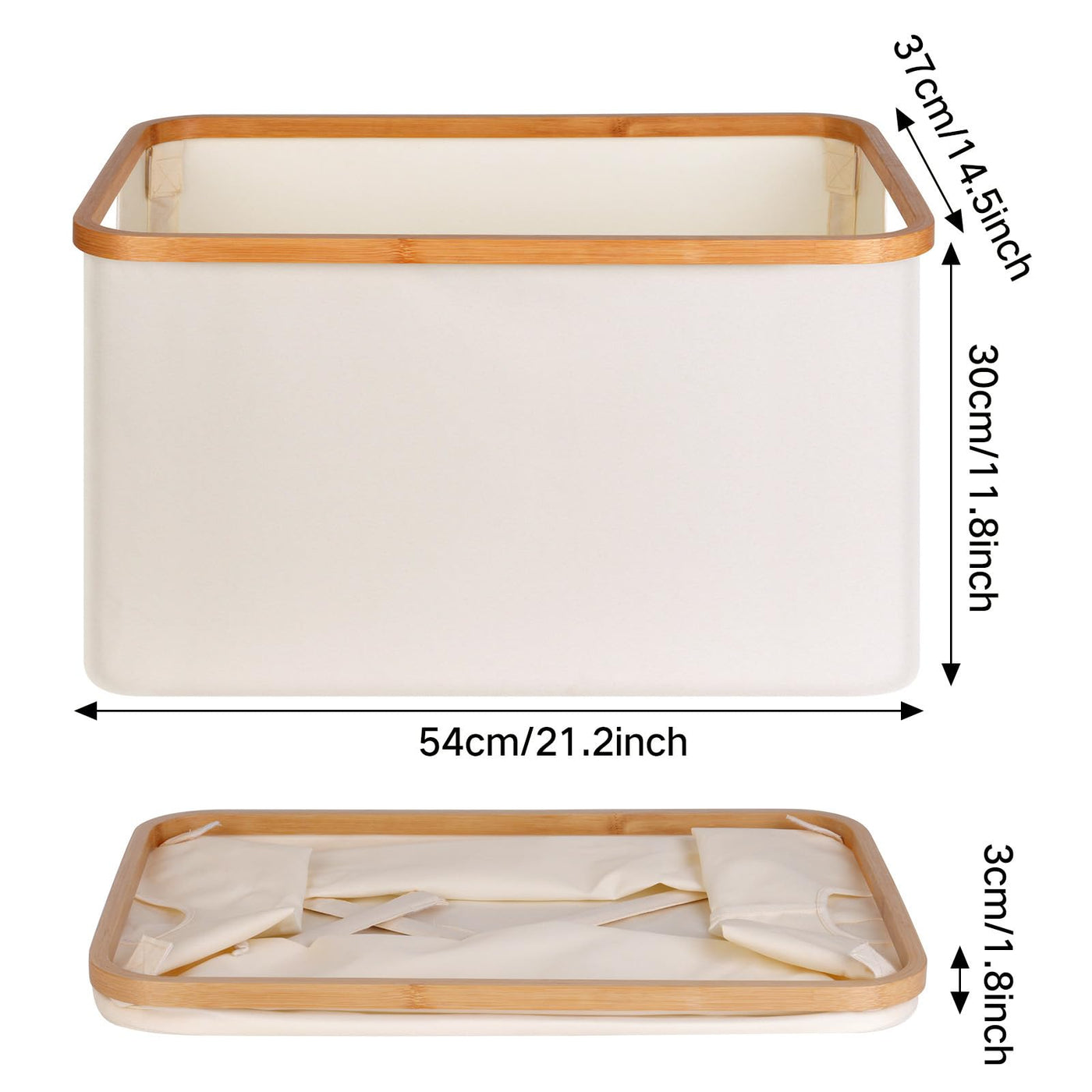 efluky Faltbarer Wäschekorb 60L, Bambus Stoff Faltbarer Storage Basket, Aufbewahrung Klappbar Wäschekorb, Laundry Baskets für Schlafzimmer Badezimmer (Beige)