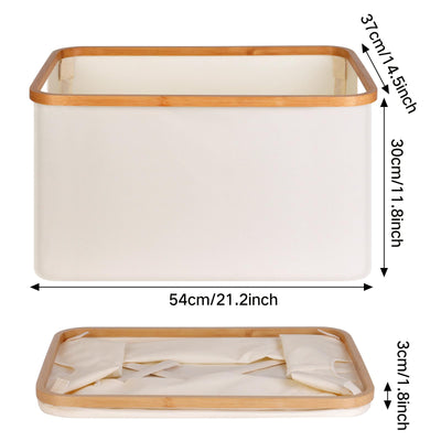 efluky Faltbarer Wäschekorb 60L, Bambus Stoff Faltbarer Storage Basket, Aufbewahrung Klappbar Wäschekorb, Laundry Baskets für Schlafzimmer Badezimmer (Beige)