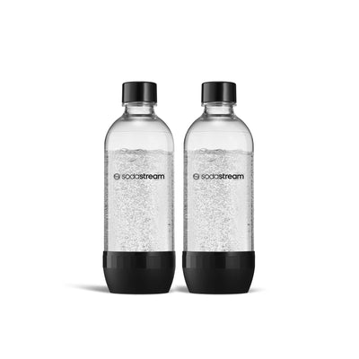 SodaStream DuoPack Tritan 1L Ersatzflaschen für alle gängigen Wassersprudler mit Kunststoff-Flaschen mit Schraubgewinde, 2X 1 L PET-Flasche, Schwarz