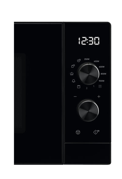 AEG MFB252DB Freistehende Mikrowelle mit Grillfunktion - 25L, 900W, 7 Leistungsstufen, Invertertechnologie, Auftau-Funktion, LED-Beleuchtung, Edelstahl-Innenraum, SteamPot, Schwarz