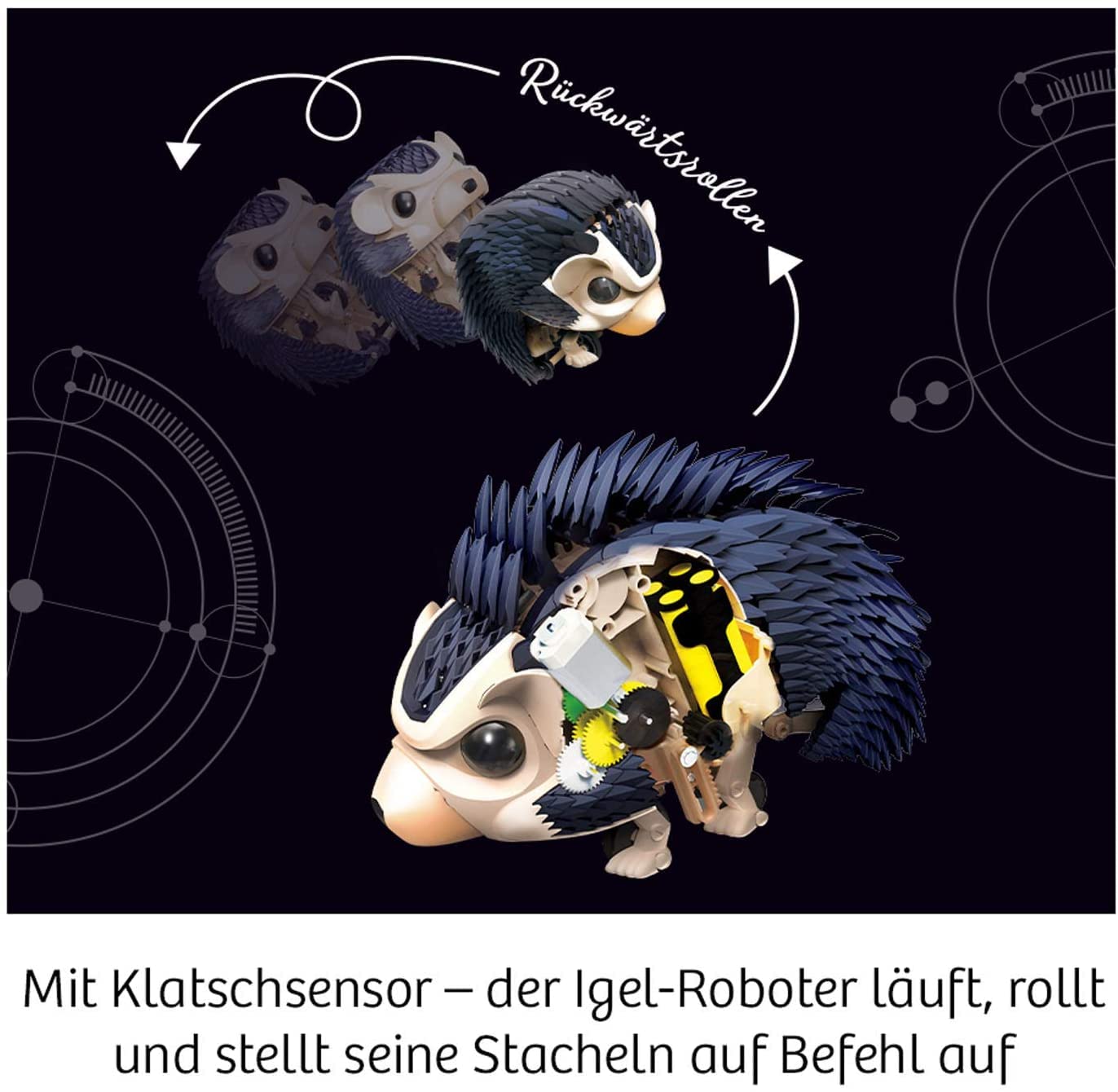Kosmos 620066 Nuna - Dein Igel-Roboter, Roboter-Bausatz, Rückwärtsrollen durch klatschen, laufen, Stacheln aufstellen, Spielzeug für Kinder, Bionik-Modell, Experimentierkasten ab 8-12 Jahre, Mittel