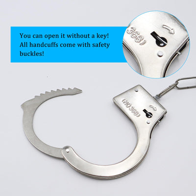 4 Stücke Spielzeug Handschellen mit 4 Schlüssel Handcuffs Kinder Handschellen aus Metall für Polizei Spielen Mottoparty Requisiten Spiel für Kinder (Silber)