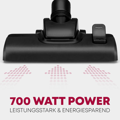 Clatronic® Staubsauger mit Beutel | Bodenstaubsauger mit energiesparenden 700 Watt | Staubsauger mit 5-Fach Mikrofiltersystem | Umschaltbare Bodenbürste und Bürsten-/Fugendüse | BS 1300 N anthrazit