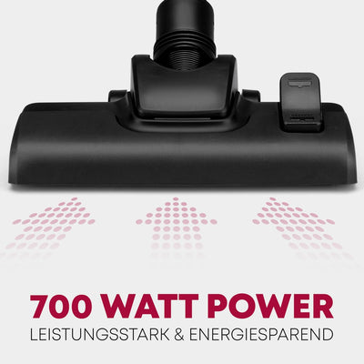 Clatronic® Staubsauger mit Beutel | Bodenstaubsauger mit energiesparenden 700 Watt | Staubsauger mit 5-Fach Mikrofiltersystem | Umschaltbare Bodenbürste und Bürsten-/Fugendüse | BS 1300 N anthrazit