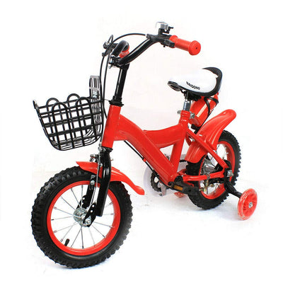 KinHall 12 Zoll Kinderfahrrad mit Hilfsrad, Anfängerfahrrad, Kinderrad für Stoßdämpfer-Fahrräder, geeignet Kinder Jungen und Mädchen, Verstellbarer Sitz (Rot)