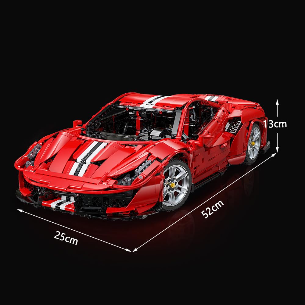 CaDA Master C61042w Supercar 488 Klemmbausteine,3187/pcs Technik Groß Ferngesteuert Auto 1:8 Bausteine,MOC Sportwagen Modell Spielzeug für Erwachsene und Jugendliche
