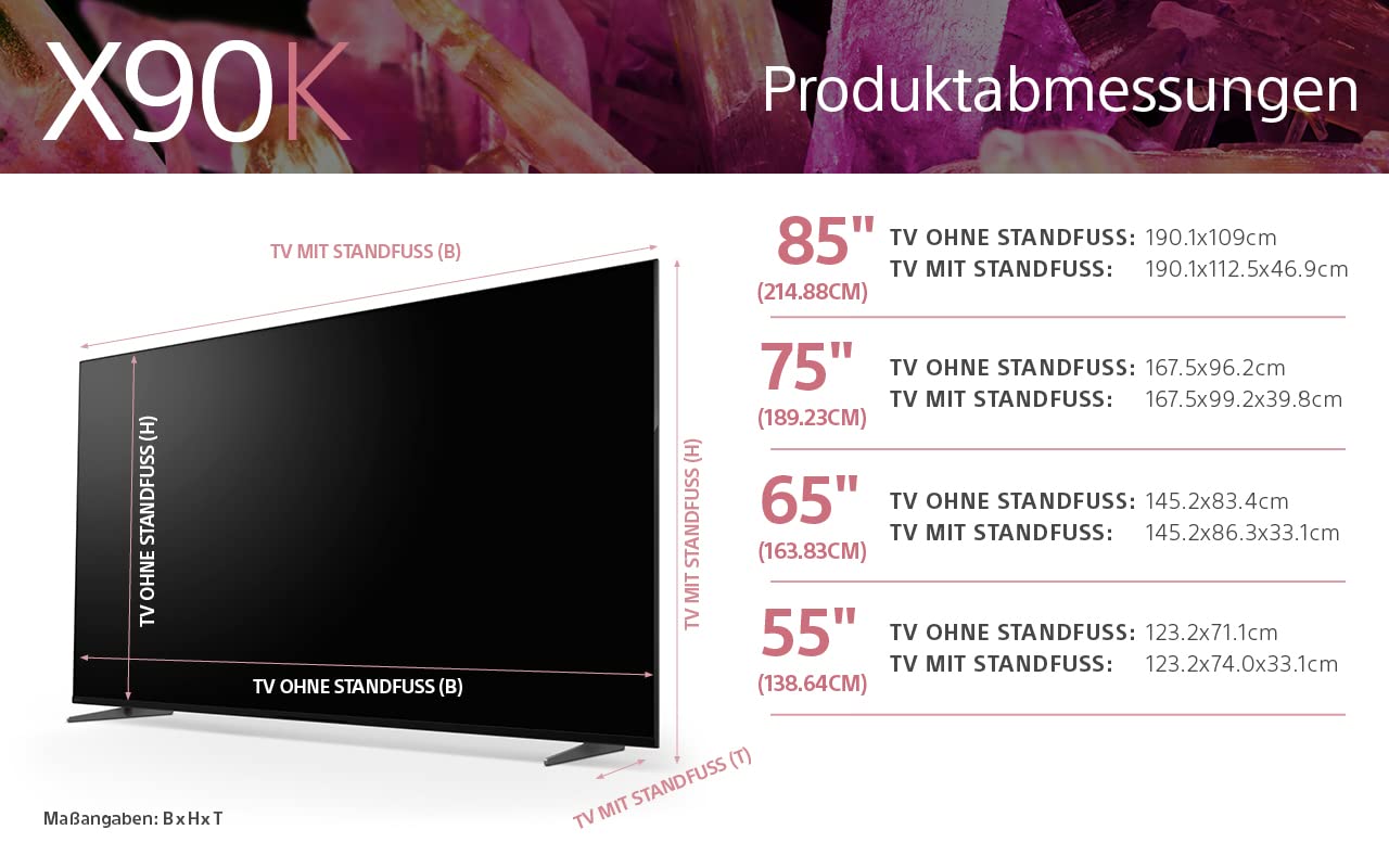 Sony BRAVIA XR, XR-50X90S, 50 Zoll Fernseher, Full Array LED, 4K HDR 120Hz, Google TV, Smart TV, Works with Alexa, mit exklusiven PS5-Features, HDMI 2.1, Gaming-Menü mit ALLM + VRR, 24 + 12M Garantie