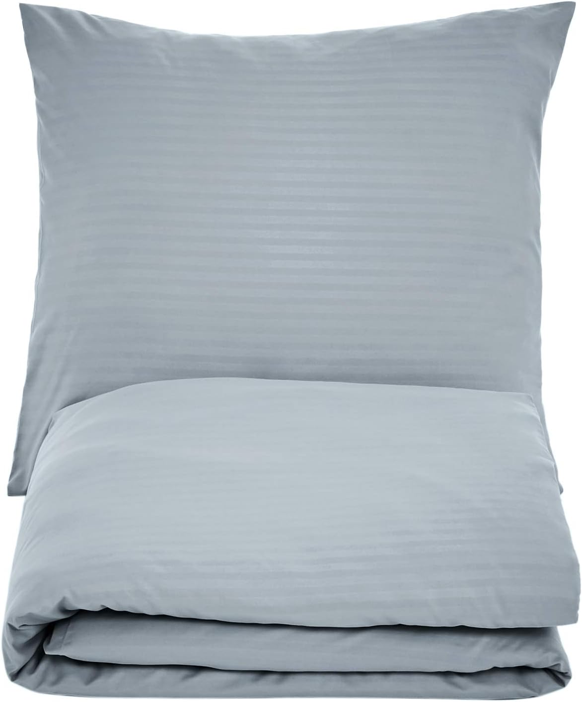 Amazon Basics 2Stück Deluxe-Bettwäsche-Set aus Mikrofaser, 135 x 200 cm, dunkelgrau, Gestreift