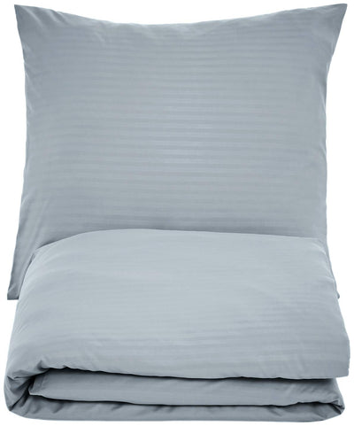 Amazon Basics 2Stück Deluxe-Bettwäsche-Set aus Mikrofaser, 135 x 200 cm, dunkelgrau, Gestreift