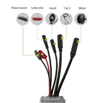 MechKit E-Bike Motor Controller Kit, 36V 48V 250W 350W 15A Motor Controller S100 Farb LCD Anzeigefeld Daumengas Power Assist Sensor und 2 in 1 Anschlusskabel für Elektrofahrrad Elektroroller
