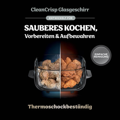 Ninja CRISPi tragbare Airfryer Heißluftfritteuse, 3,8 l, 4-in-1: Heißluftfrittieren, Braten, Warmhalten, Recrisp, kompakt, 6 Portionen, 2x herausnehmbare Glasbehälter & Deckel, 1700 W, Stein FN101EUST