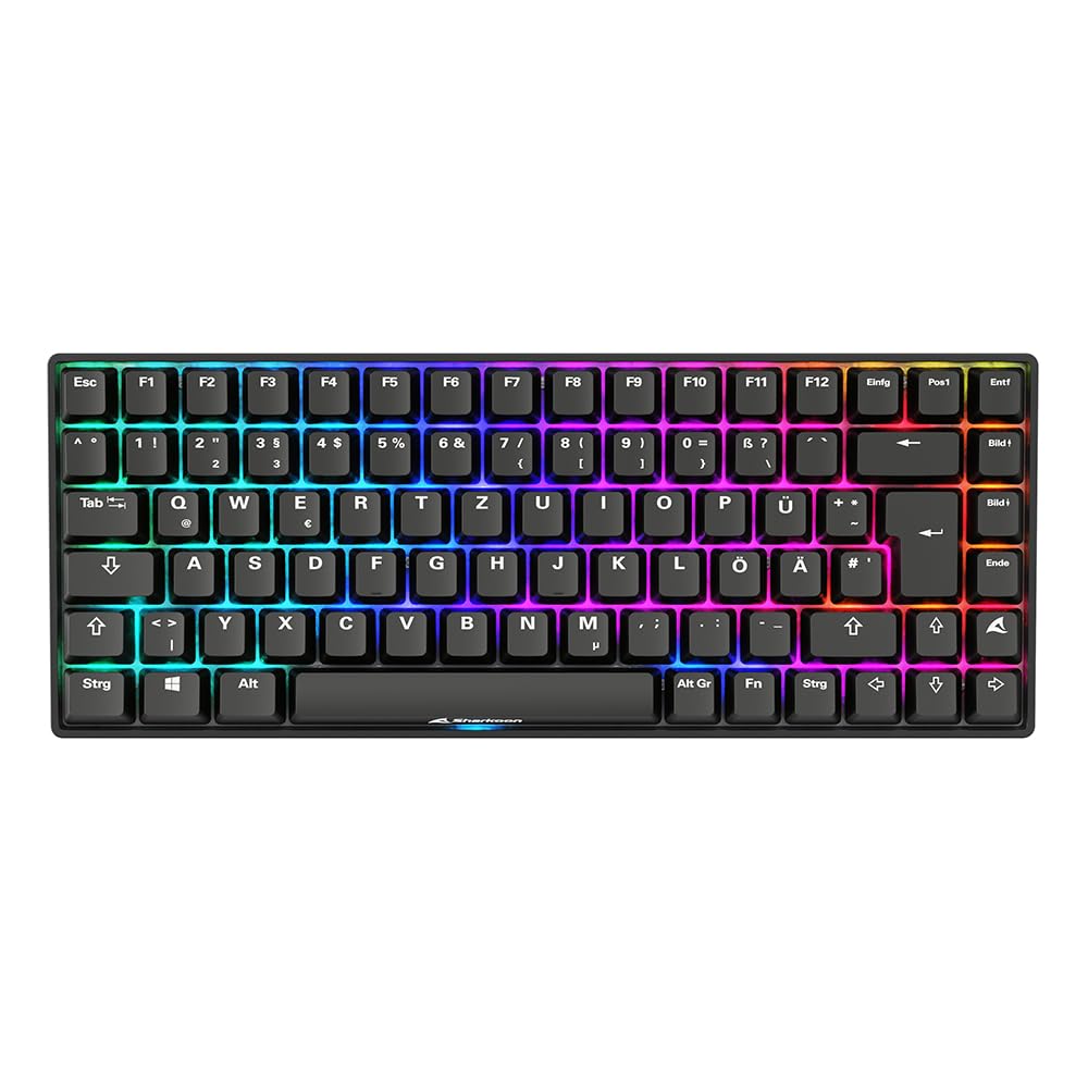 Sharkoon Skiller SGK50 S3 PBT Schwarz, RGB Gaming Keyboard, Gateron G PRO 3.0 Yellow, 75% Layout