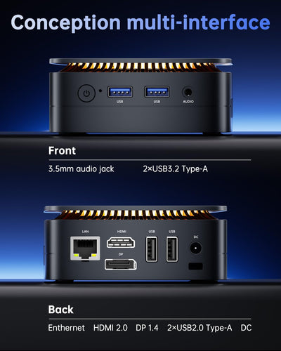 NiPoGi E1 Mini PC Ιntel Twin Lake N150(Aufgerüstet N100) Unterstützt W-11 Pro 16 GB RAM 1TB M.2 SSD, Mini-Desktop-Computer 4K@60HZ UHD Dual Display HDMI+DP 1.4/Dual Bande WiFi/BT4.2/RJ45/VESA