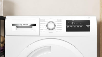 Bosch WTH83V03, Wärmepumpentrockner 7 kg, Serie 4, optimaler Trocknungsgrad dank AutoDry, Nachlegefunktion, TouchControl-Tasten, Umweltfreundliches Kältemittel, EasyClean Filter, Weiß