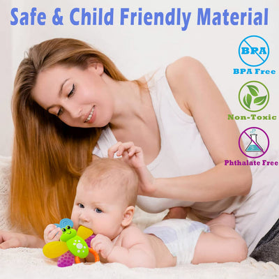 AIVIAI Baby Rassel Beißring Set Baby Spielzeug 6 Monate Babyspielzeug ab 3 6 9 12 Monaten Shaker Greifen Rassel Neugeborenes Spielzeug Musikalische Rasseln für Babys und Kleinkinder Geschenk（11 PCS）