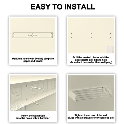 IBVIVIC Wand Wäschetrockner ausziehbar 80cm, Wäscheständer klappbar für Innen oder Außen, platzsparend kompakt, Schwarz