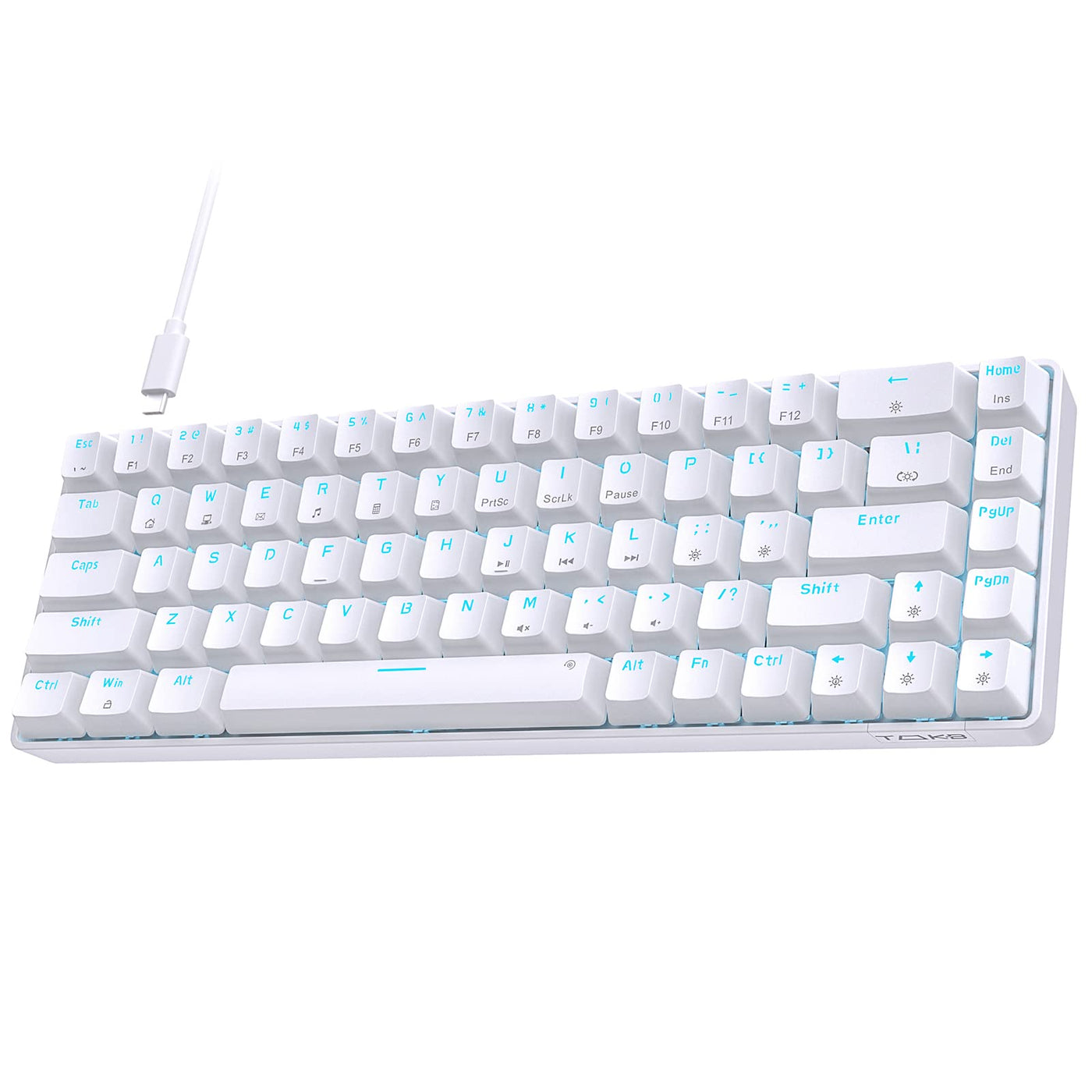 TMKB Mechanische Gaming Tastatur, T68se 60% Prozent Tastatur mit USB Kabel, Anti Ghosting QWERTY Layout Mini Brown Switches Keyboard für PC Windows/Mac OS, Weiß