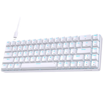 TMKB Mechanische Gaming Tastatur, T68se 60% Prozent Tastatur mit USB Kabel, Anti Ghosting QWERTY Layout Mini Brown Switches Keyboard für PC Windows/Mac OS, Weiß