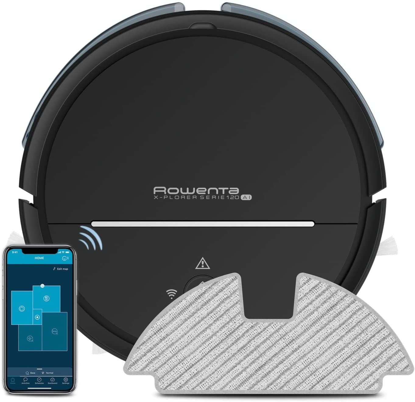Rowenta RR7875 X-PLORER Serie 120 AI Saugroboter | Testergebnis "SEHR GUT" | Laser-Navigation | automatisches Reinigen | Steuerung per App | Saugen und Wischen | 120 Min. Laufzeit | 150 m² | Schwarz