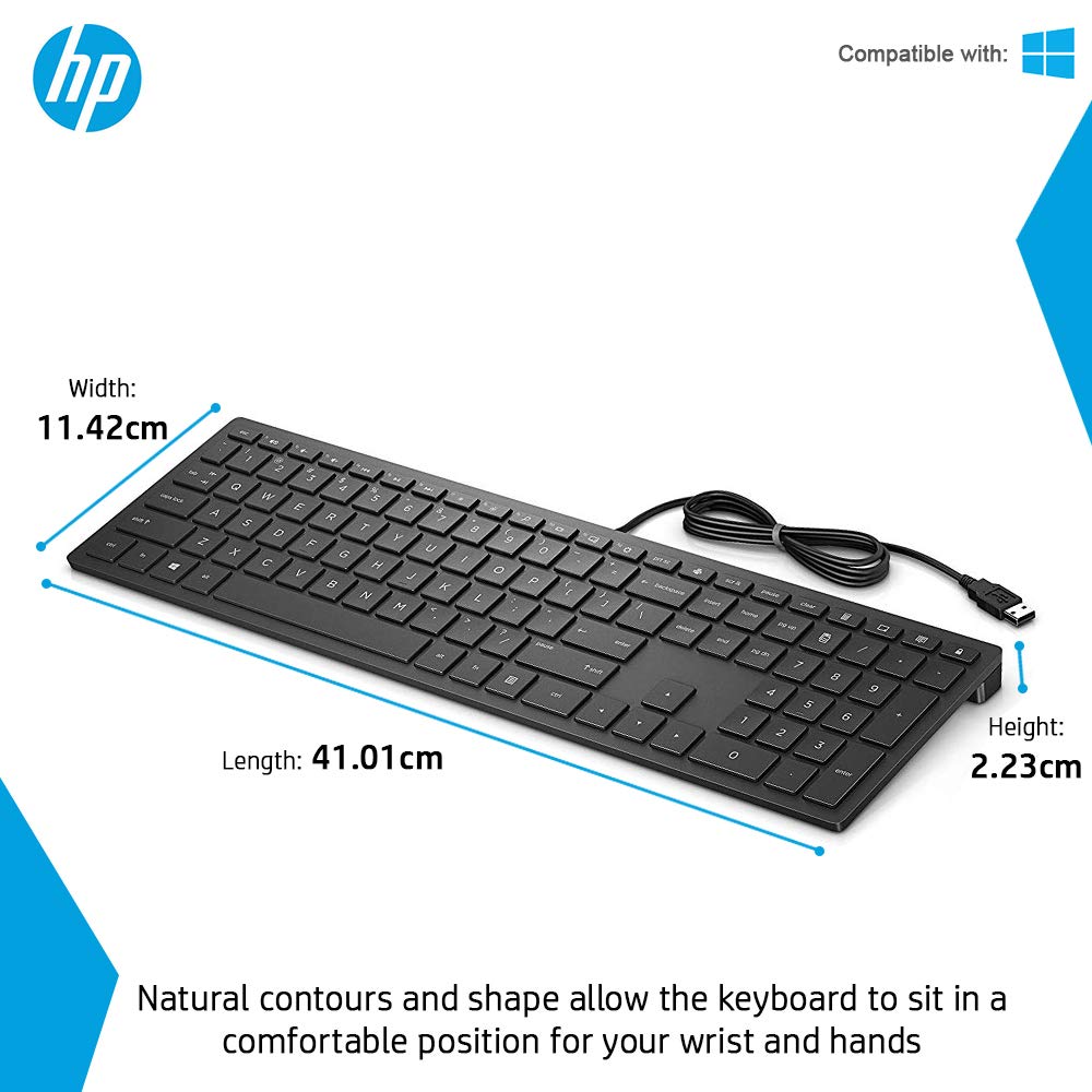 HP Pavilion 400 Bundle (4CE97AA) Tastatur und Maus mit Kabel (1.600 dpi, USB-Kabel, 3 Tasten, Scrollrad, QWERTZ Layout) schwarz