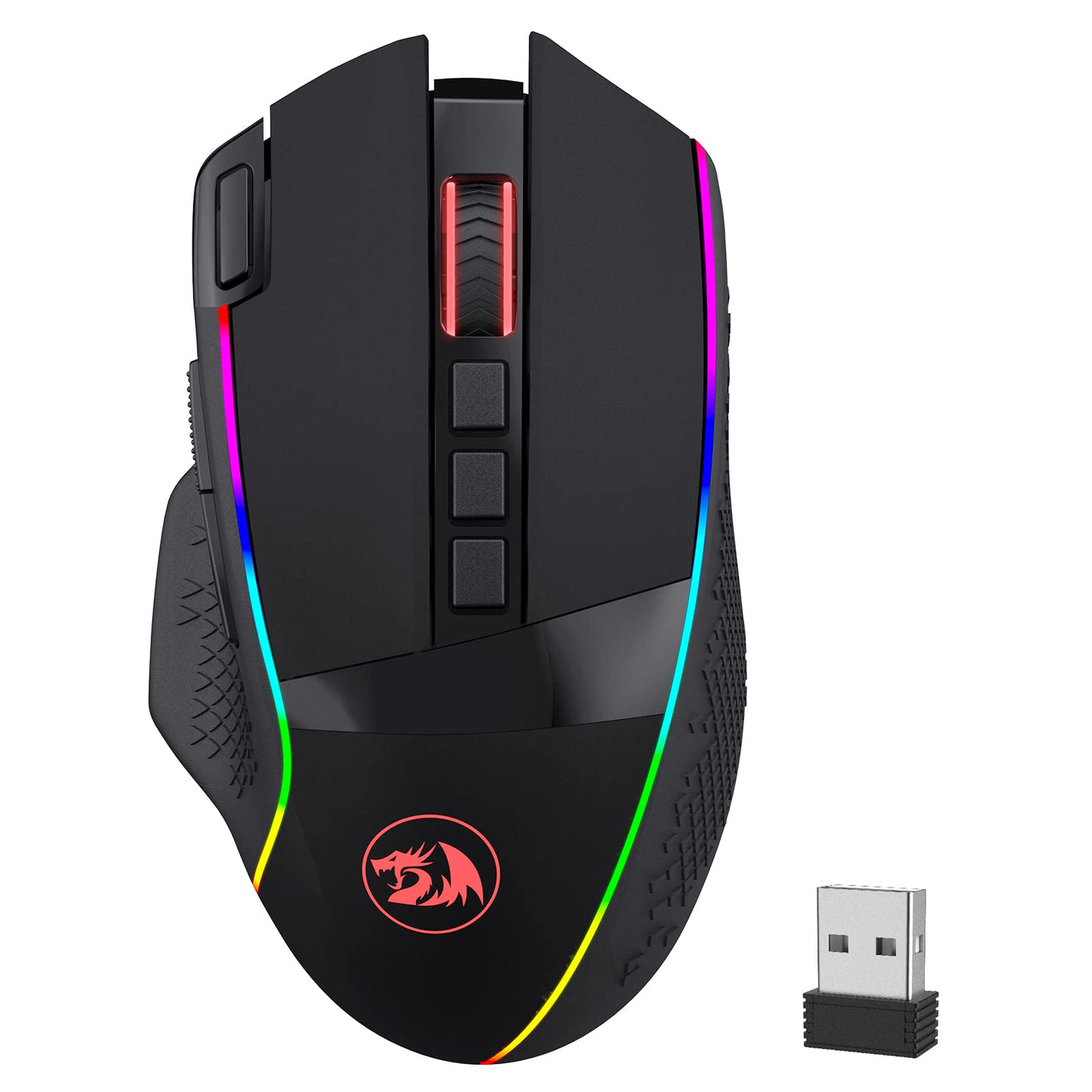 Redragon M991 kabellose Gaming-Maus, 19000 DPI kabelgebundene/drahtlose Maus mit Schnellfeuertaste, 9 Makro-Tasten, 45-Stunden-Dauerleistung und RGB-Hintergrundbeleuchtung für PC/Mac/Laptop
