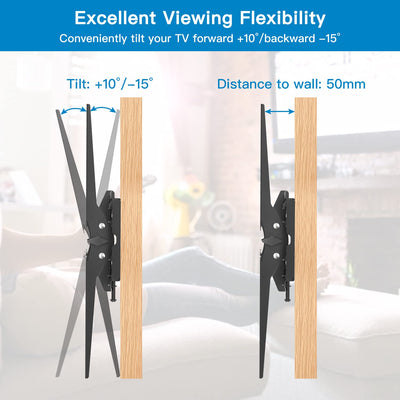 TV Wandhalterung Neigbare Halterung für 26-65 Zoll Flach&Curved Fernseher oder Monitor bis zu 60kg, max.VESA 400x400mm