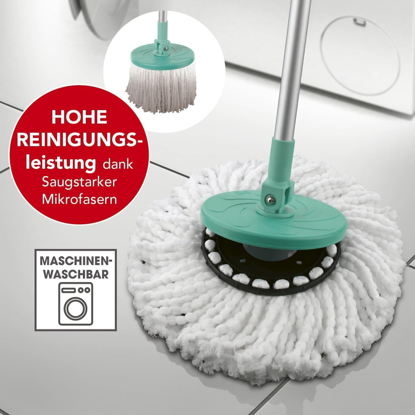 CLEANmaxx Power-Wischmopp mit Zwei-Kammer-Filtersystem | Designed in Deutschland - Schmutzwasser wird gefiltert, leichtes Auswringen für streifenfreie Sauberkeit | Ideal für Laminat, Parkett & Fliesen