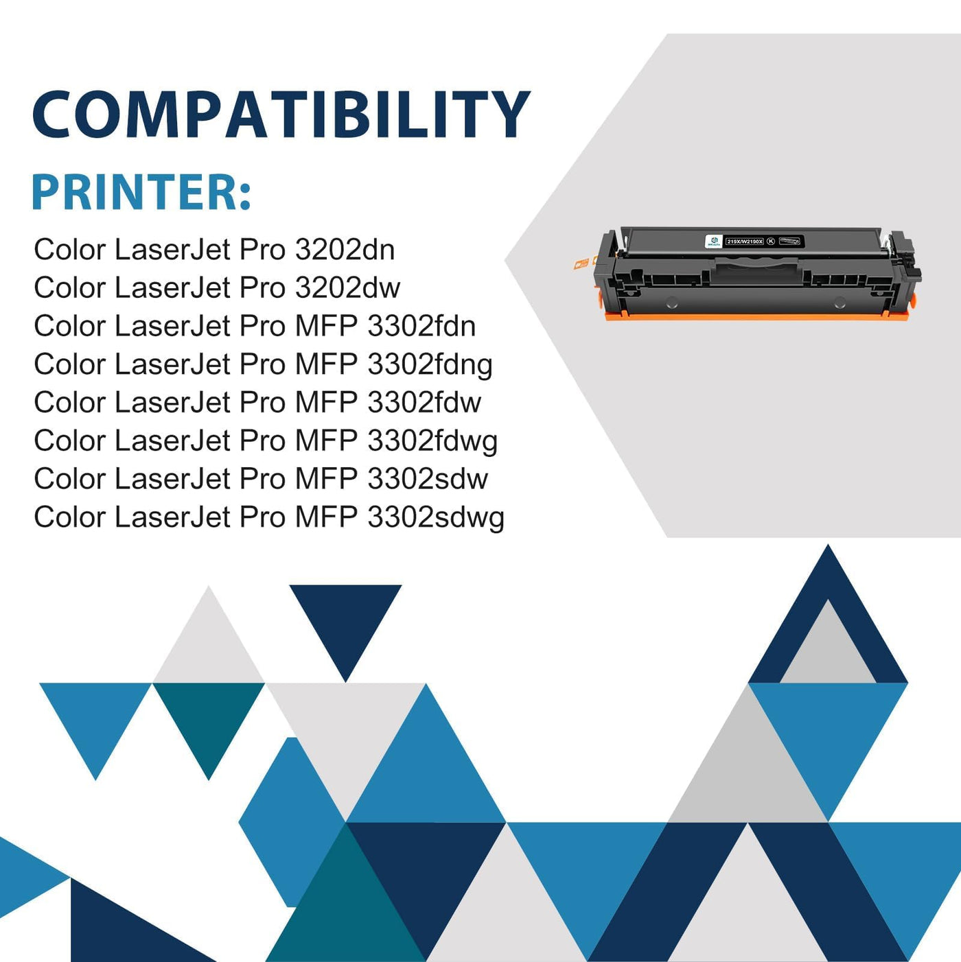 219X 219A MFP 3302FDWG Toner: Kompatible Ersatz für HP 219X 219A für Color Laserjet Pro MFP 3302FDNG 3302SDWG 3302FDW 3302SDW 3302FDN 3202DN 3202DW Schwarz Cyan Magenta Gelb W2190X 4-Pack Kein Chip