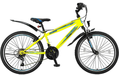 Talson 26 Zoll Mountainbike Fahrrad Beleuchtung, Gabelfederung und 21-Gang Shimano in Gelb