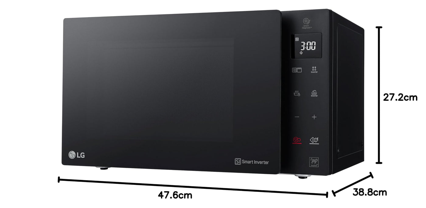 LG Electronics MH6535NBS Mikrowelle mit Grill | Smart Inverter Technologie | 1000 W | 25 L | 32 Automatikprogramme | Digitaldisplay