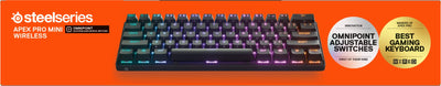 SteelSeries Apex Pro Mini Wireless HyperMagnetic Gaming-Tastatur – Die weltweit schnellste Tastatur – 60%-Formfaktor – RGB – PBT-Keycaps – Bluetooth – 2,4 GHz – USB-C – Deutsches Tastatur QWERTZ