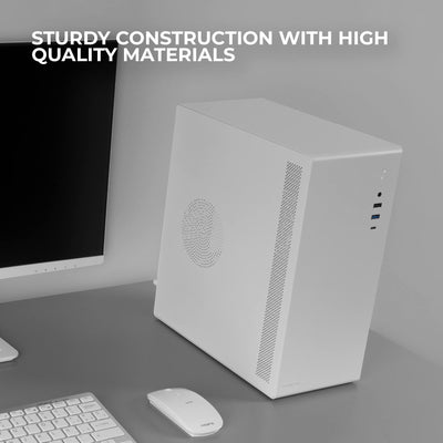 Tacens ORUMX, Micro-ATX Mini-Tower Slim Gehäuse, Ultra Kompaktes, Stahlrahmen, 80mm Lüfter, Weiß
