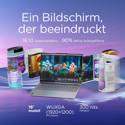 Lenovo IdeaPad 5 2-in-1 Laptop | 16" WUXGA Display | Intel Core Ultra 5 | 16GB RAM | 512GB SSD | Intel Grafik | Windows 11 Home | QWERTZ | Luna Grey | 3 Monate Premium Care