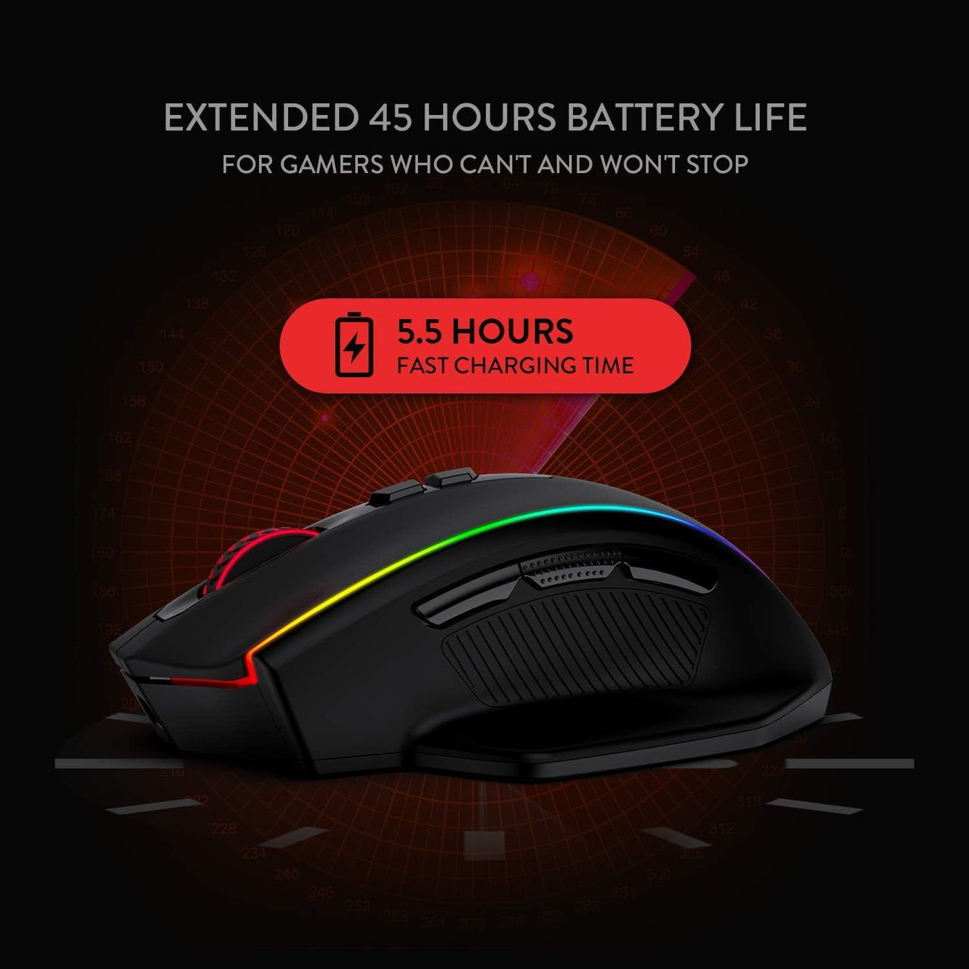 Redragon M686 Vampire Elite Kabellose Gaming Maus, 16000 DPI Kabelgebunde/Kabellose Maus mit Professionellem Sensor, 45-Stunden-Dauerleistung, Anpassbarem Makro und RGB-Hintergrundbeleuchtung