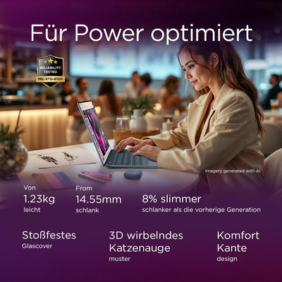 Lenovo Yoga Slim 9i Laptop | Copilot+ PC |14" 4K WQUXGA OLED Touch Display | Intel Core Ultra 7 | 32GB RAM | 1TB SSD | Intel Arc Grafik | Windows 11 Home | QWERTZ | Tidal Teal | 3 Jahre Premium Care