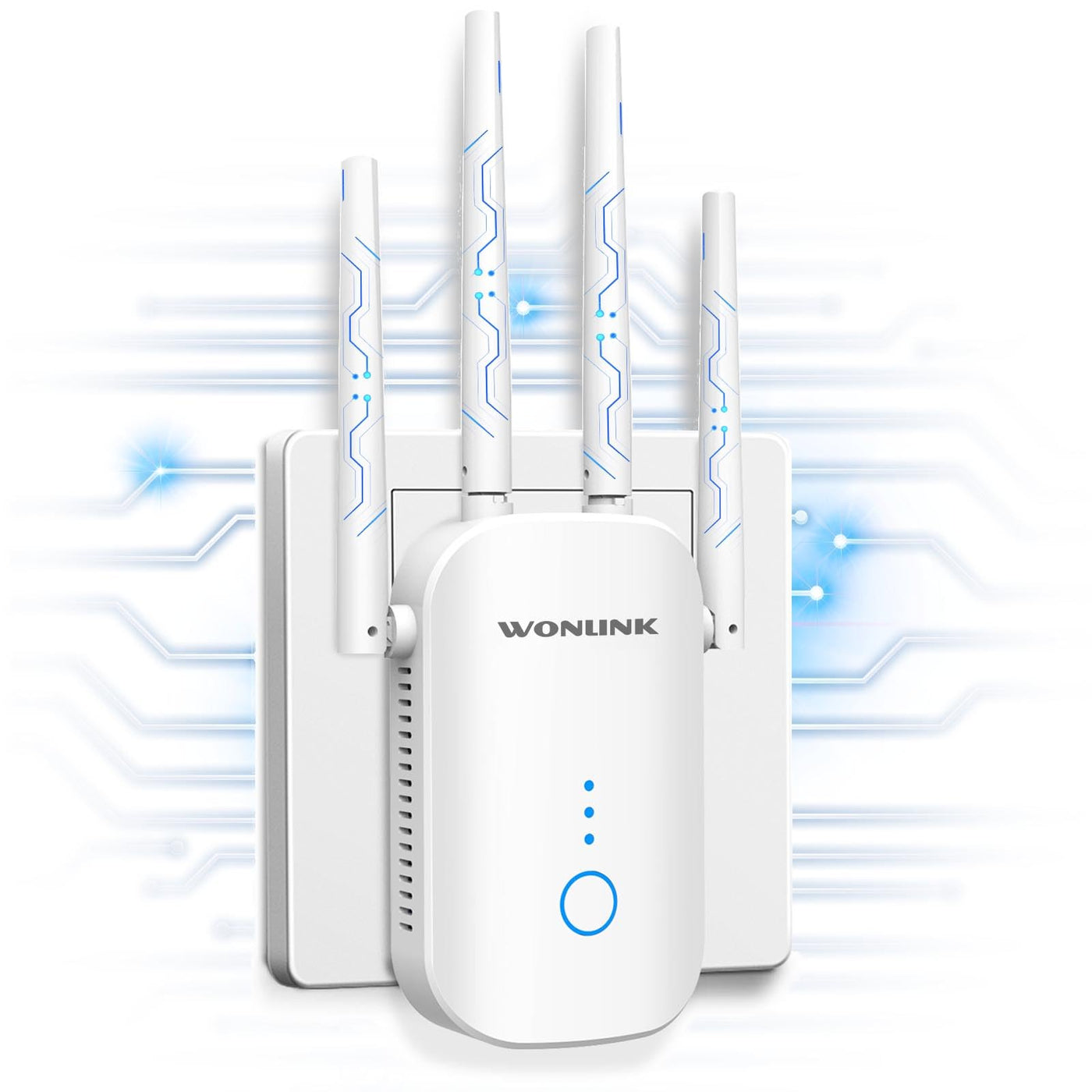 WONLINK WLAN Verstärker, 1200Mbit/s WiFi Verstärker WLAN Repeater Dualband 4*180° Schwenkbare Antenne, Ethernet-Anschlussvon WLAN Booster von Repeater/AP/Router Modu, Simple Einrichtung, EU Plug, Weiß