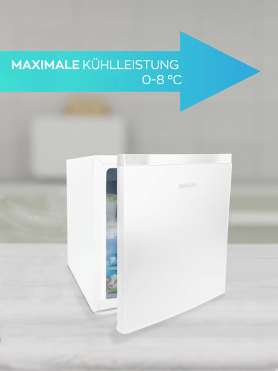 HEINRICHS Getränkekühlschrank 45L klein kompakt leise: 39db mit Kühlfach Mini-Bar; Tisch-Kühlschrank; Mini Kühlschrank mit separatem Kühlfach; perfekt geeignet für Büro Camping Garten Outdoor (Weiß)