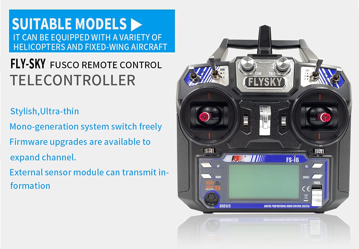 DTXMX Flysky FS-i6 2.4GHz 6 Kanal Sender rc fernsteuerung mit empfänger FS-iA6 Radio Control System für RC Quadkopter Festflügel Helikopter (Mode-2)