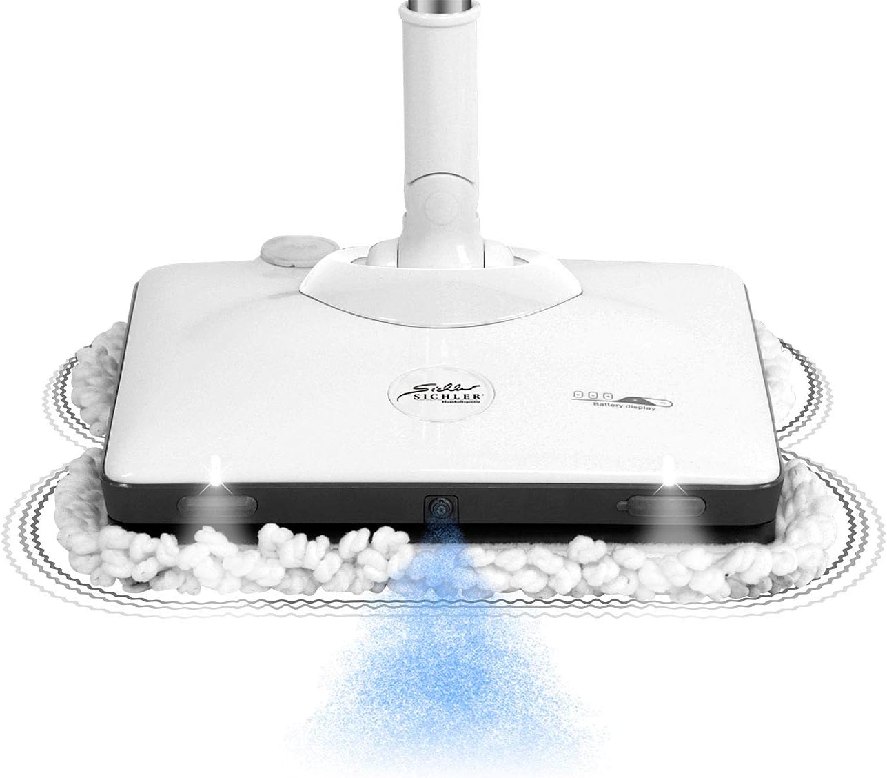 Sichler Haushaltsgeräte Akku Bodenwischer: Akku-Fußboden-Poliermaschine mit Sprüh-Funktion & LED-Licht, 900 Hz (Akku Wischmopp, Bohnermaschine, Haushaltshelfer)