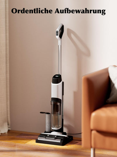 Nass Trockensauger, All-in-One Nasssauger Saugwischer Akku Kabellos mit Dual-Tank-Design, 890mL Wassertank, Selbstreinigung, 5mm Randreinigung, LED-Display Wischsauger für Harte Boden,Tierhaare
