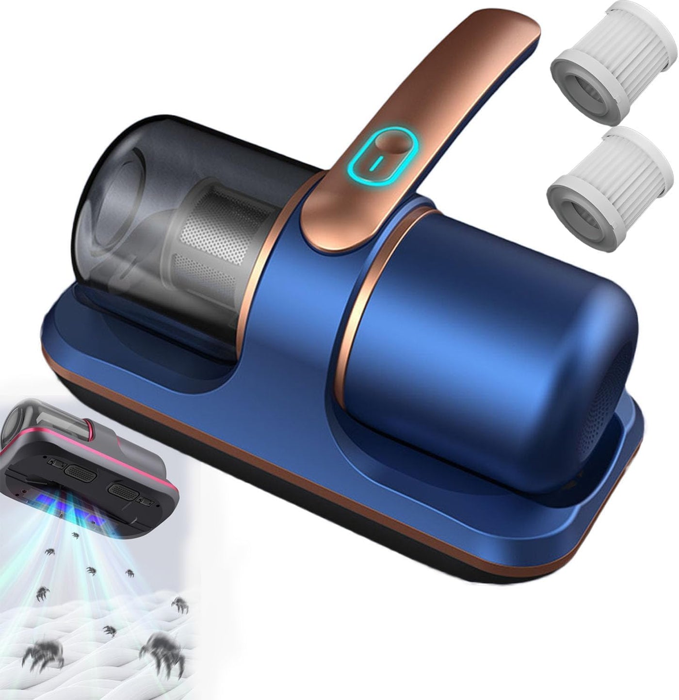 MZBDYYF Hochfrequenz Starkes Instrument zur Entfernung von Milben - Bettsauger mit UV -Licht für Matratzen, Teppiche, Sofa - schnurlose Tiefe Reinigung