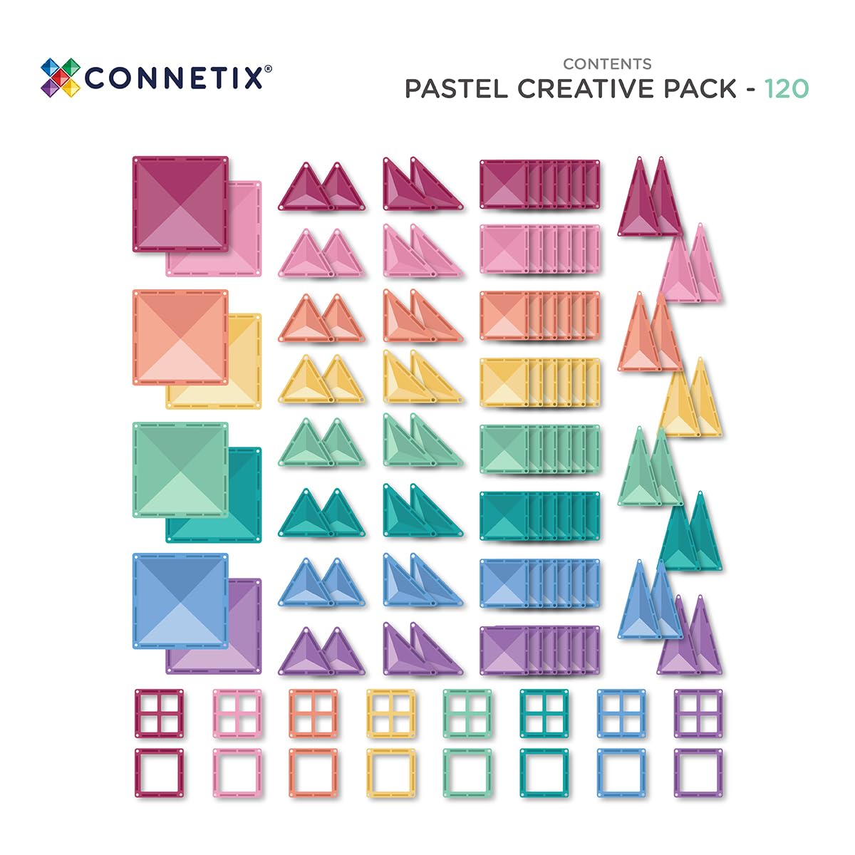 CONNETIX Magnetische Fliesen Pastell Kreativpaket, 120 Stück