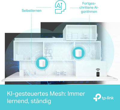 TP-Link Deco X50 Mesh WLAN Set (2 Pack), Wi-Fi 6 AX3000 Dual Band Router & Repeater, 3x Gigabit Ports für jede Einheit, empfohlen für Häuser mit 3-4 Schlafzimmern, Umfassender Jugendschutz, WPA3