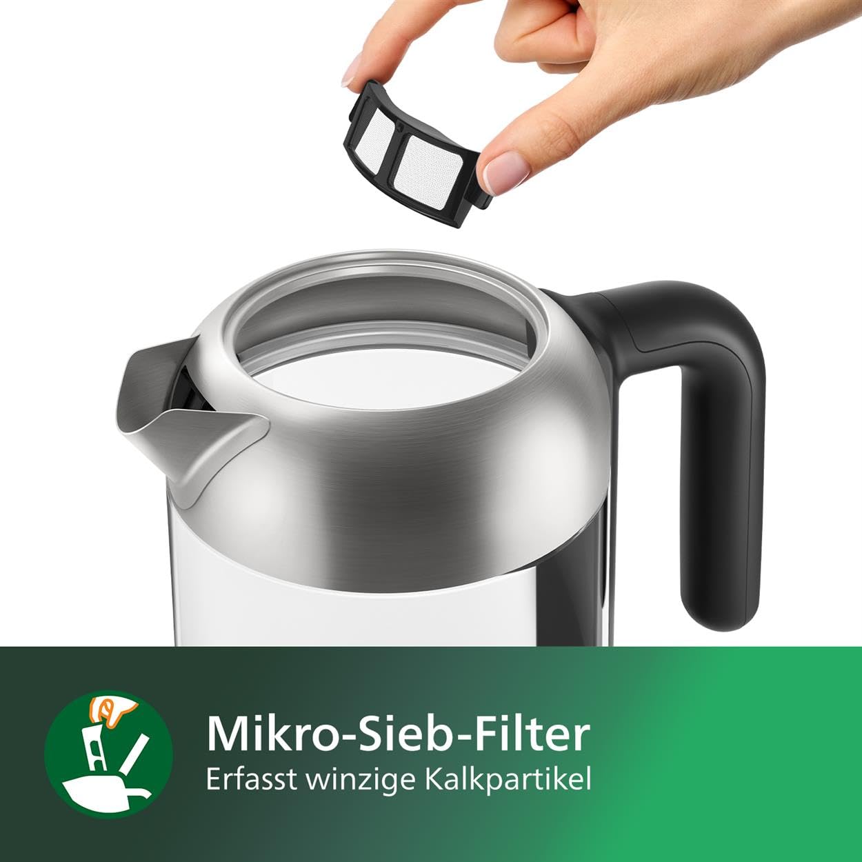 Philips 5000 Series Wasserkocher – 1,7L, Blaues Sensorlicht, 360°-Basis, Mikro-Sieb-Filter, Flaches Heizelement, Abnehmbarer Deckel, Schnelles Aufkochen, Energiesparend, Sicheres Design (HD9339/80)