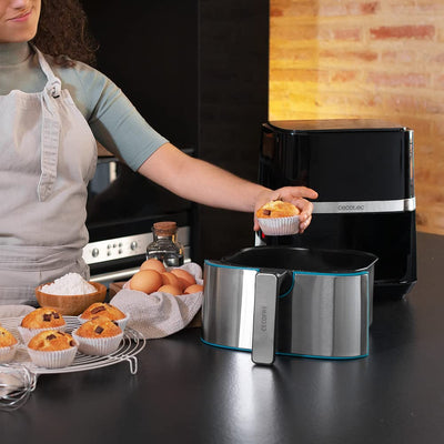 Cecotec Heißluftfritteuse 5,5 L Cecofry Full Inox 5500 Pro. 1700 W, Kompaktes und Digitale, Diät-Fritteuse, Edelstahlausführung, ölfrei, PerfectCook-Technologie, Thermostat, 8 Modi