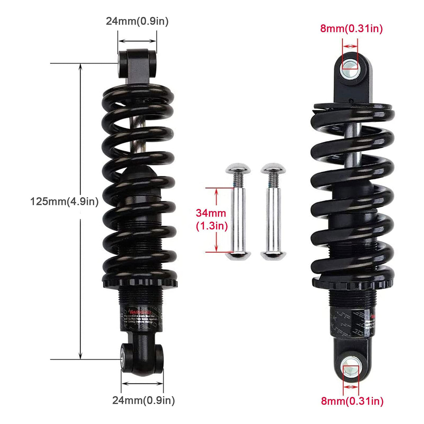 ZECHAO Mountainbike Federstoßdämpfer 125mm,Mountainbike Dämpfer Hinten für Downhill Rennrad MTB Fahrrad Faltrad Stoßdämpfer hinten (Size : 100lbs)