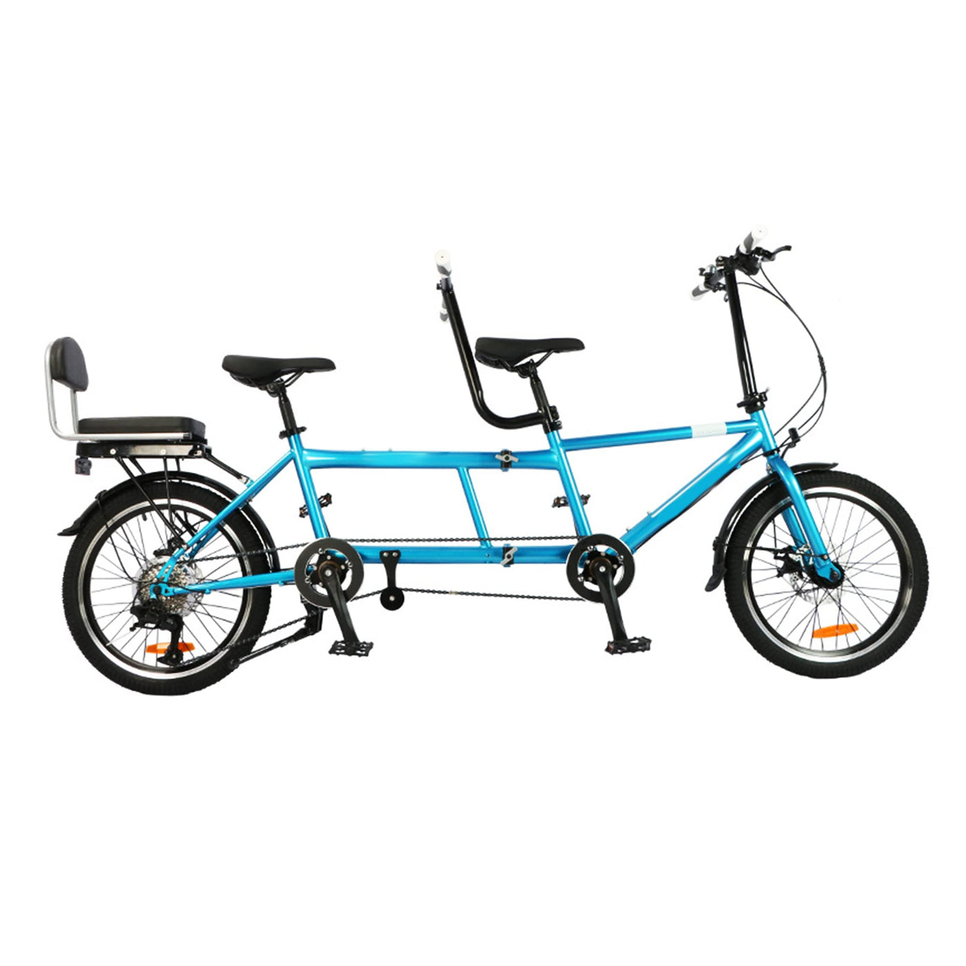 Royare Klassisches Tandem Beach Cruiser Fahrrad für Erwachsene, Faltbares Dreisitzer, 7-Gang, Maximale Belastung 200 kg,210x35x110cm/110x35x62 cm, Blue, Einheitsgröße
